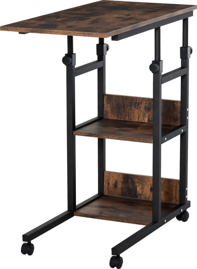 HOMCOM-Beistelltisch-E1 Spanplatte, Metall, Kunststoff-80L x 40B x 82H cm-Braun