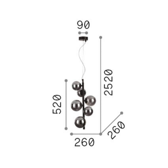 IDEAL LUX hanglamp Perlage messing/amber hoogte 52 cm 6-lamps