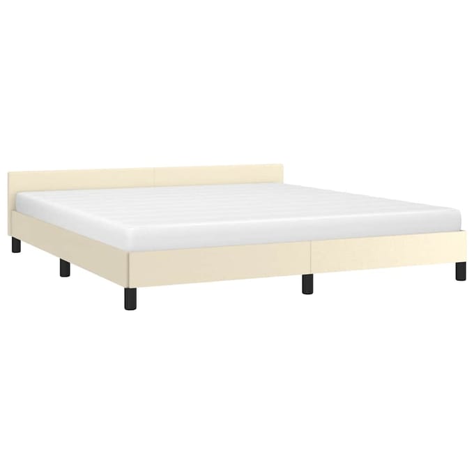 vidaXL - Bedframe - met - hoofdeinde - zonder - matras - 180x200 - cm - crèmekleurig
