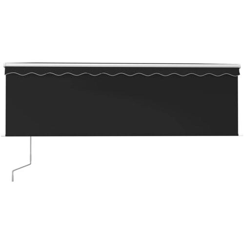 vidaXL - Luifel - met - rolgordijn, - LED - en - windsensor - 4x3 - m - antracietkleurig