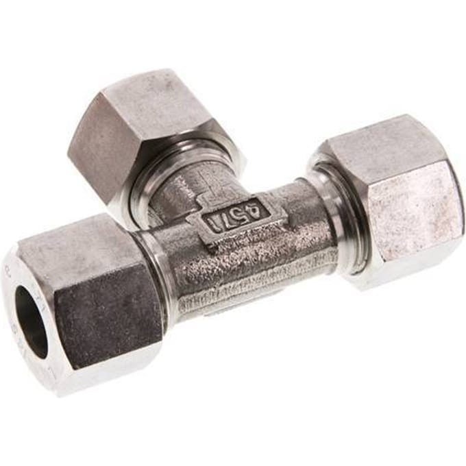 14S RVS T-stuk Snijring 630 Bar DIN 2353 - FL3T-C-ST-14-S