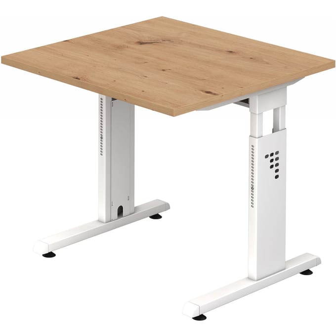 MEGA 8 W | Bureau - 80 x 80 Tafelhoogte I In hoogte verstelbaar Essen-Eik/Wit