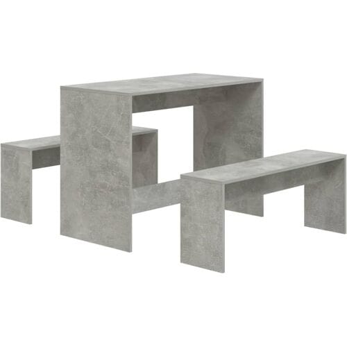vidaXL - 3-delige - Eethoekset - bewerkt - hout - betongrijs