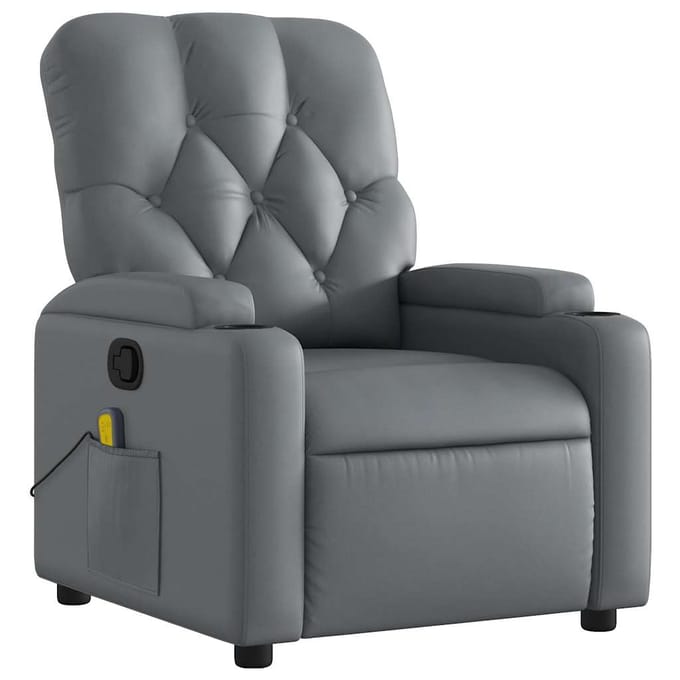 vidaXL - Massagestoel - van - grijs - kunstleer