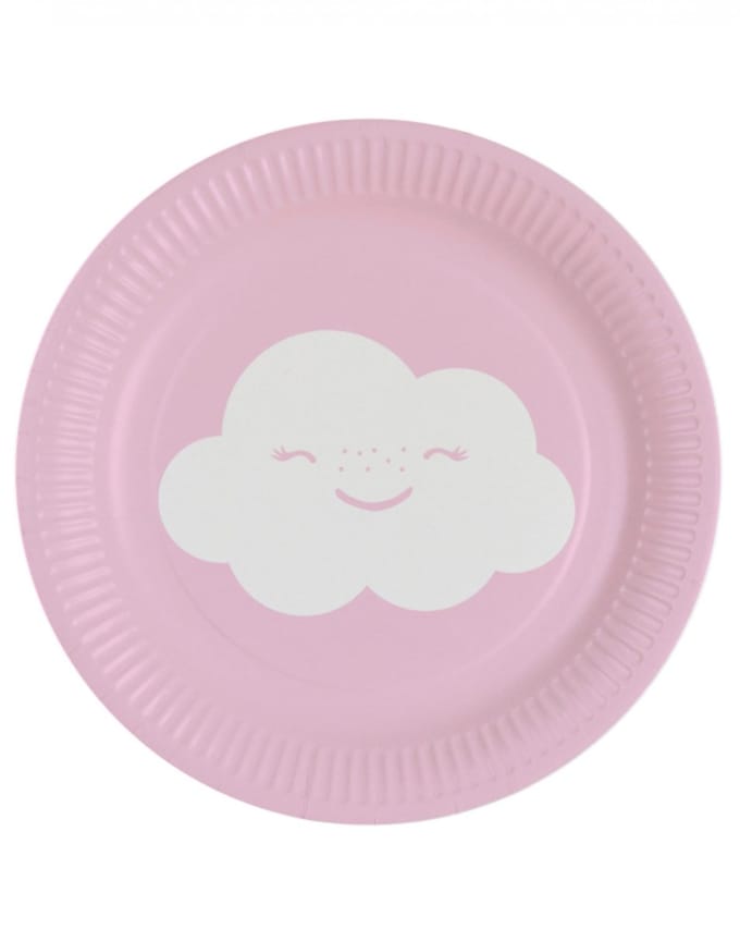 RIETHMULLER - 8 kleine iriserende wolk kartonnen bordjes 18 cm voor dessert