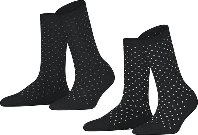 Esprit Fine Dot 2-Pack gedessineerd katoen multipack sokken dames zwart - maat 35-38