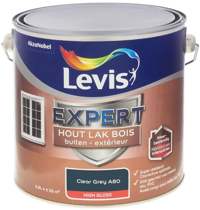 Levis - Expert Hout Lak Buiten High Gloss Mix - Clear Grey A80 - Mengverf - 2,5 L