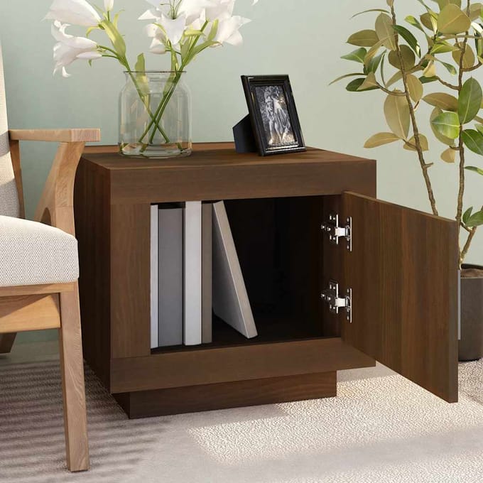 vidaXL - Salontafel - 51x50x45 - cm - bewerkt - hout - bruin - eikenkleur