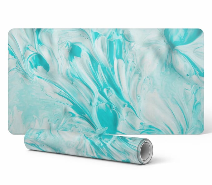 Gaming bureauonderlegger met pastelkleurige abstracte wervelprint 90x45 cm