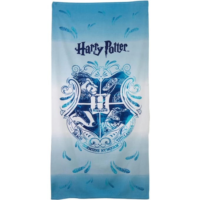 Harry Potter handdoek - strandlaken - blauw - wit - 70 x 140 cm