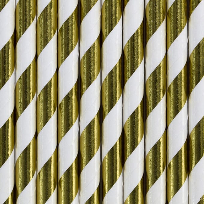 PartyDeco - Rietjes gold (10 stuks)