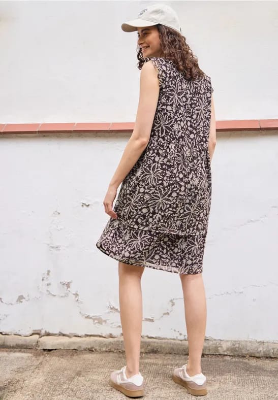 Knielange chiffon jurk met print