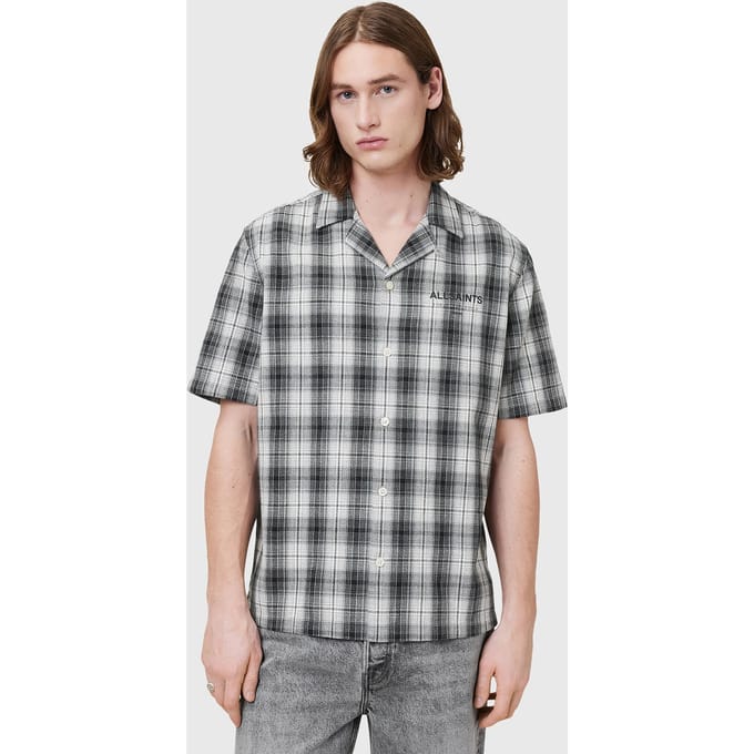 AllSaints Undermono Ss Shirt Black/white Größe: M | Casual hemden Outlet | Herren | Schwarz