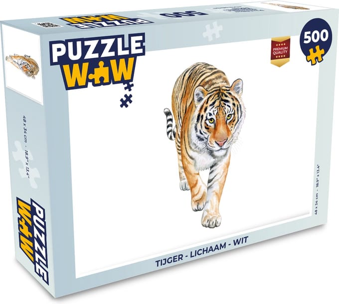 Puzzel Tijger - Lichaam - Wit - Legpuzzel - Puzzel 500 stukjes