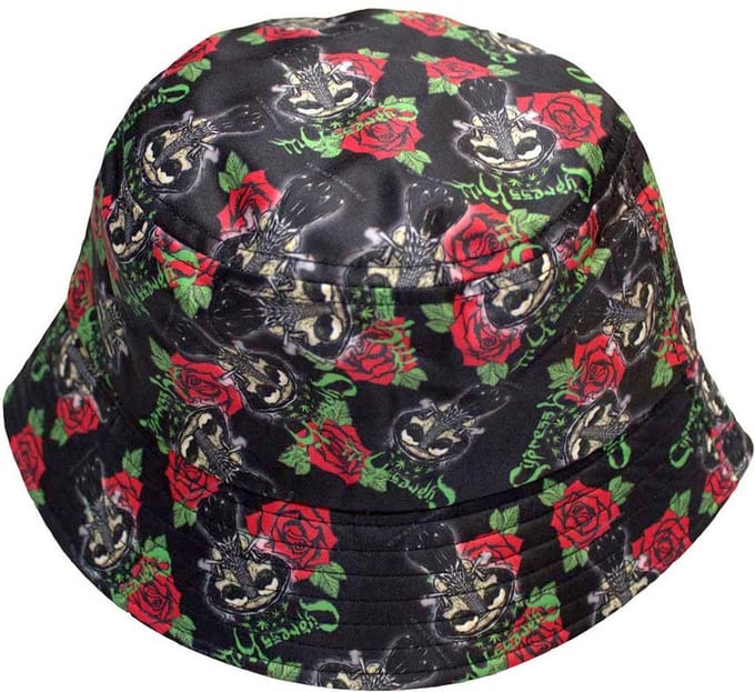 Cypress Hill - Skulls & Roses Pattern Bucket hat / Vissershoed - L/XL - Zwart