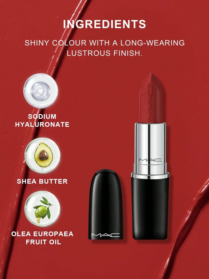 MAC Lustreglass Sheer Shine Lipstick - PDA (Baksteenrood) 0.1 OZ./3g MARRAKESH-MERE