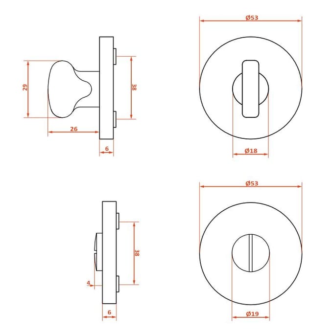 Kuchinox WC Rozet Grafit Rond met Slot - Aluminium & Znal