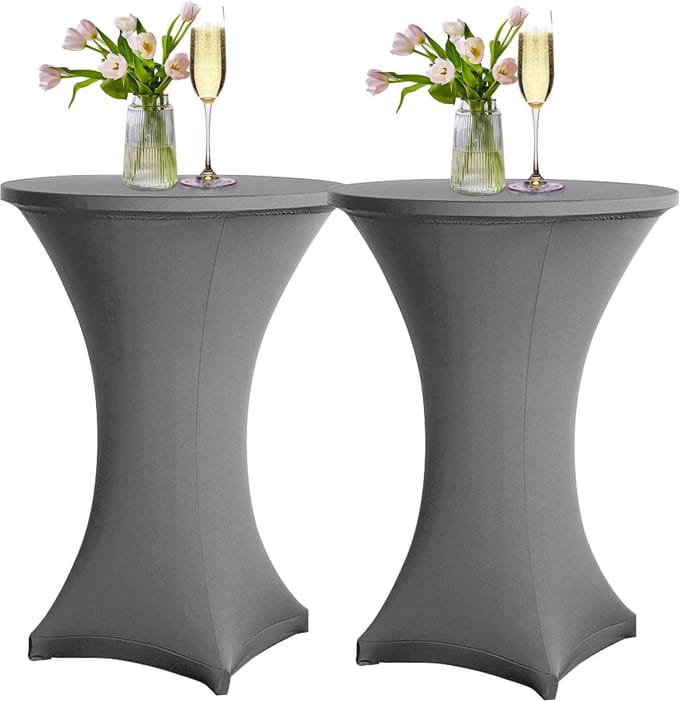 Statafelhoezen Set - Elastische Hoezen - Feestelijke Aankleding - Set van Twee - Ø 70-75 cm - Grijs