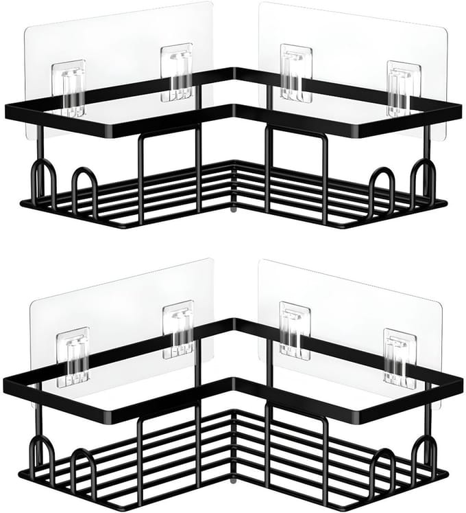 DnA® Doucherek Zonder Boren - Doucherek - Doucherek Hangend - Zwart - 20cm x 20cm x 6cm