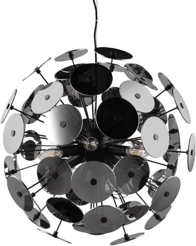 TRIO DISCALGO - Hanglamp - Zwart mat - Plexi in Rookkleur - excl. 6x E14 4W