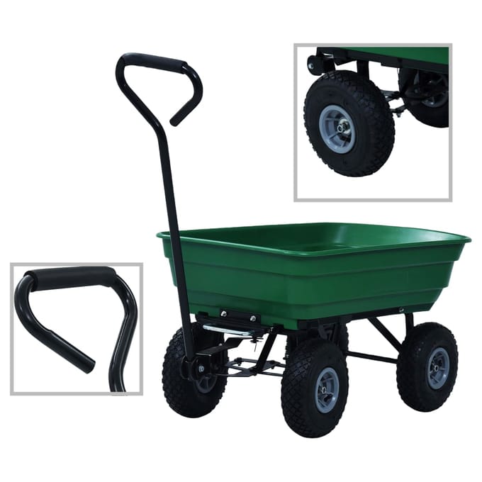 Vidaxl Tuinhandkar met Kipbak, 300 Kg, 75 L, Groen