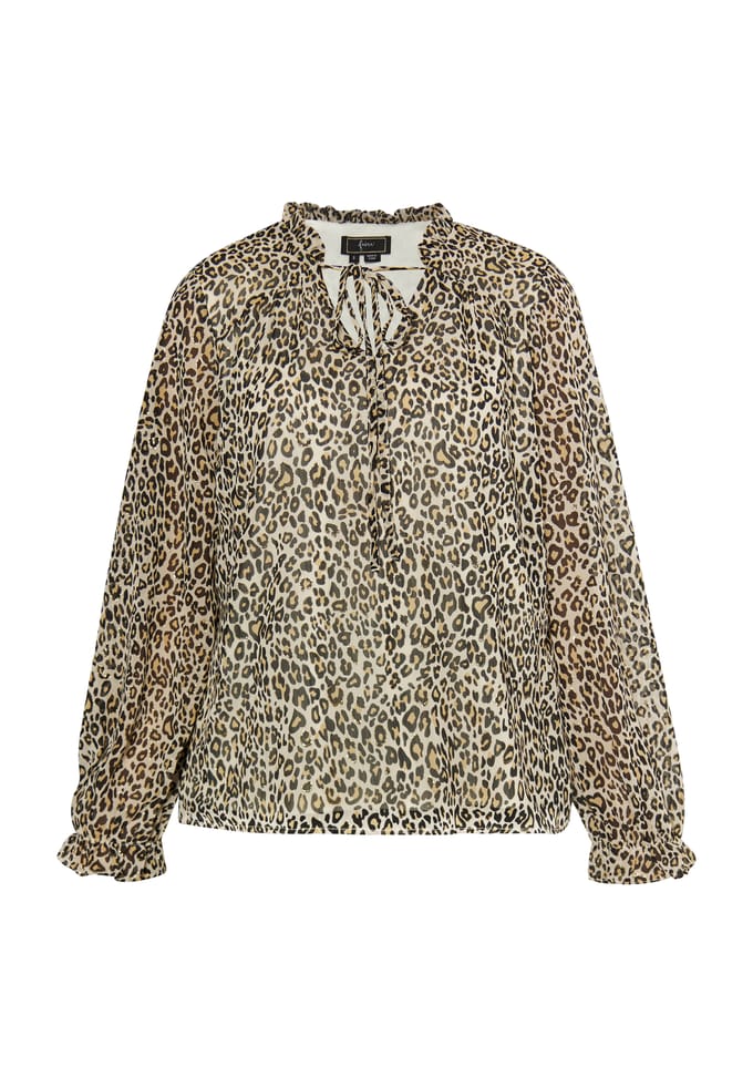 Faina Blouse met leo-print Dames Lichtbeige veelkleurig