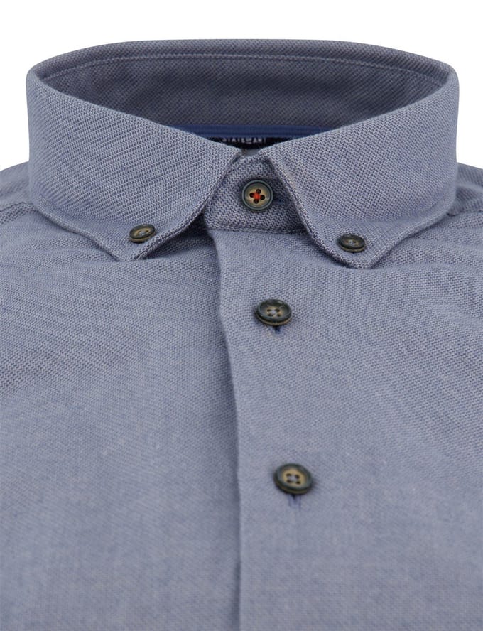 Wijde fit overhemd State of Art katoen donkerblauw