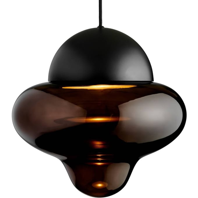 DESIGN BY US LED hanglamp Nutty XL, bruin/zwart, Ø 30 cm, glas