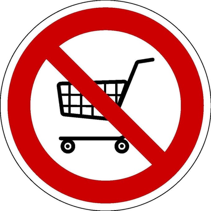 Verboden voor winkelwagens sticker 100 mm