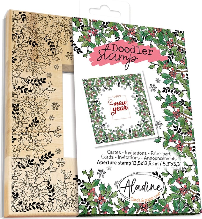 Aladine Aladine Houten Doodler Stempel 13,5x13,5 cm Kerst