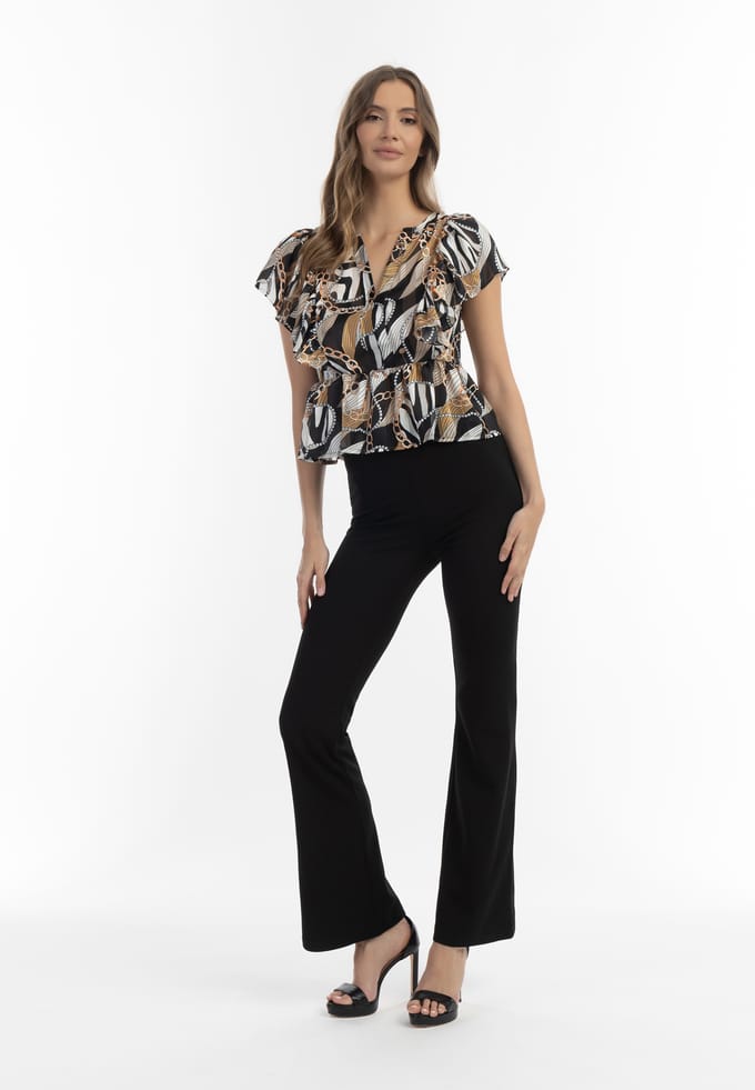 Faina Blouse Dames Zwart Veelkleurig