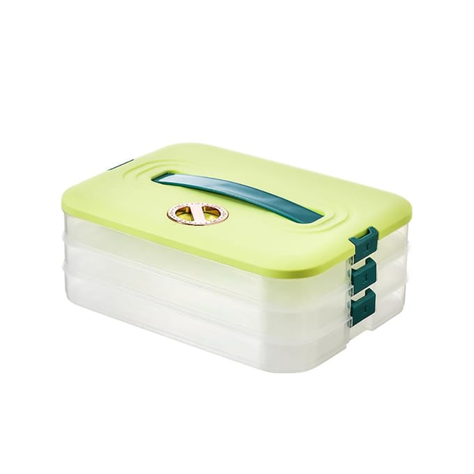 Koelkast Voedselplank Dumpling Opbergdoos 3-laags Stapelbare Voedselopbergdoos Dienblad Container beige