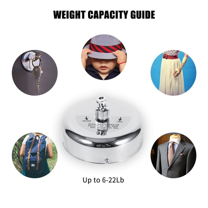Intrekbare waslijn, robuuste waslijn, verstelbare kleding die ophangt Without Pulley gray