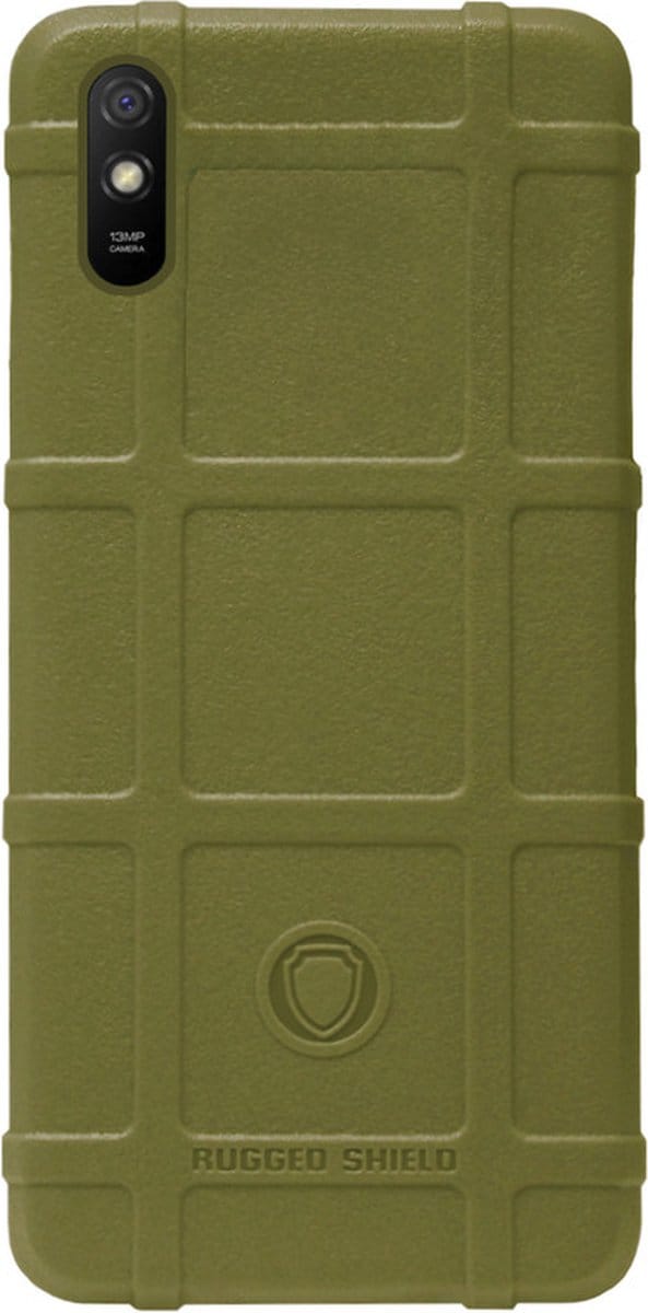 RUGGED SHIELD Rubber Bumper Case Hoesje voor Xiaomi Redmi 9 - Groen