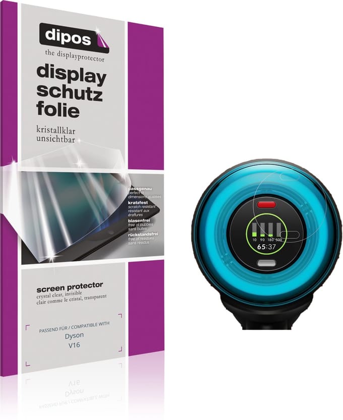 dipos – 2x Beschermfolie geschikt voor Dyson V16 | Krasbestendige & heldere Screenprotector Ultra-Thin