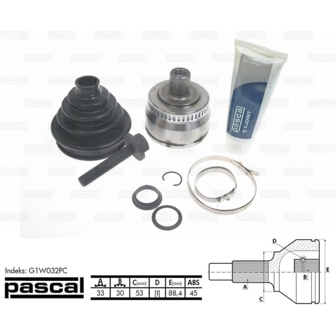 Homokineet reparatie set, aandrijfas PASCAL G1W032PC