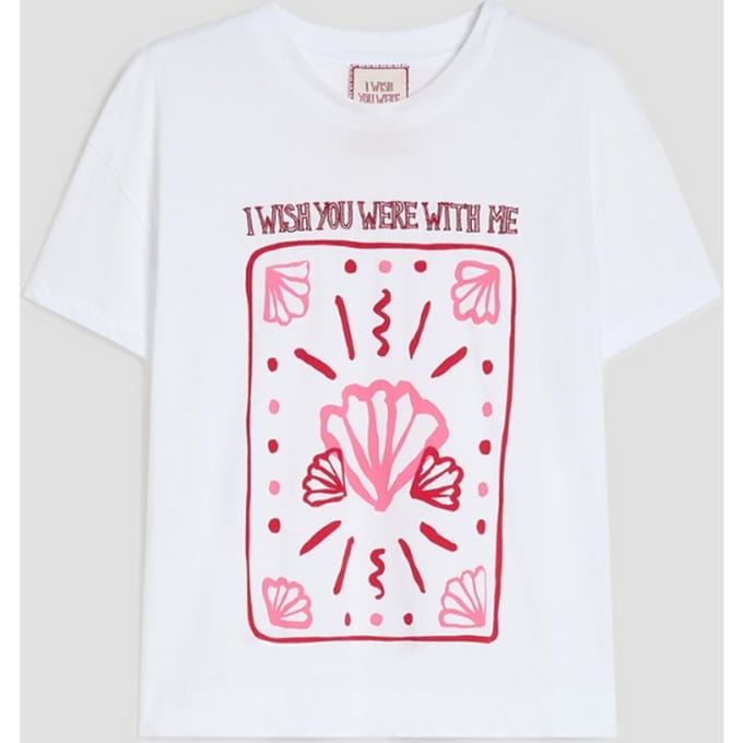 katoenen t-shirt met witte borduurwerk