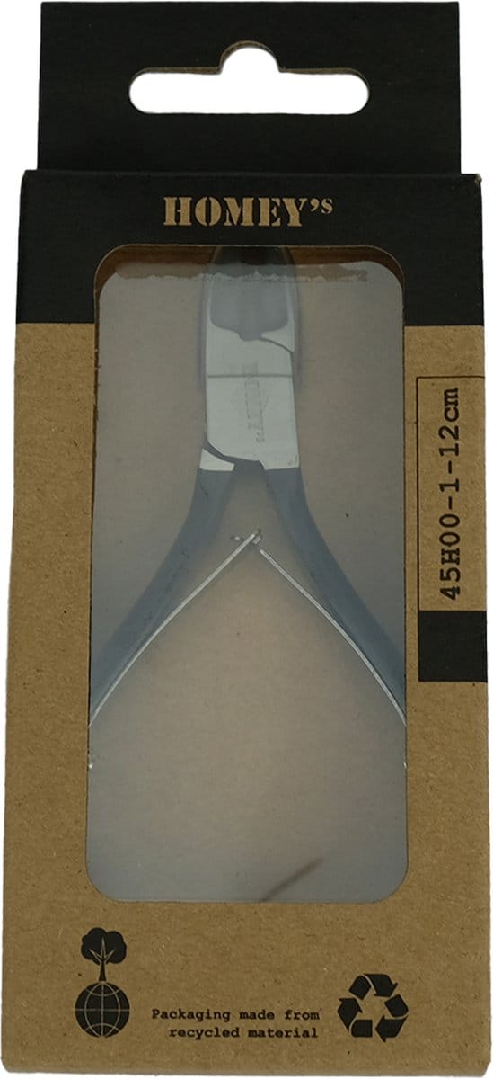 Homey's nagelknipper - 10cm - met veertje - RVS - mat zwart