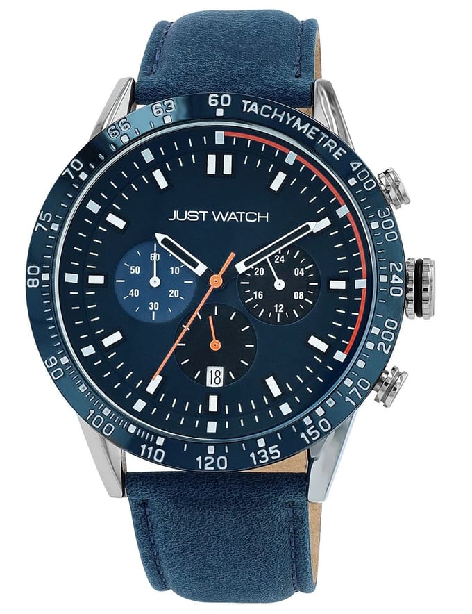 JUST WATCH Herenhorloge echt leer Caspian, datumweergave