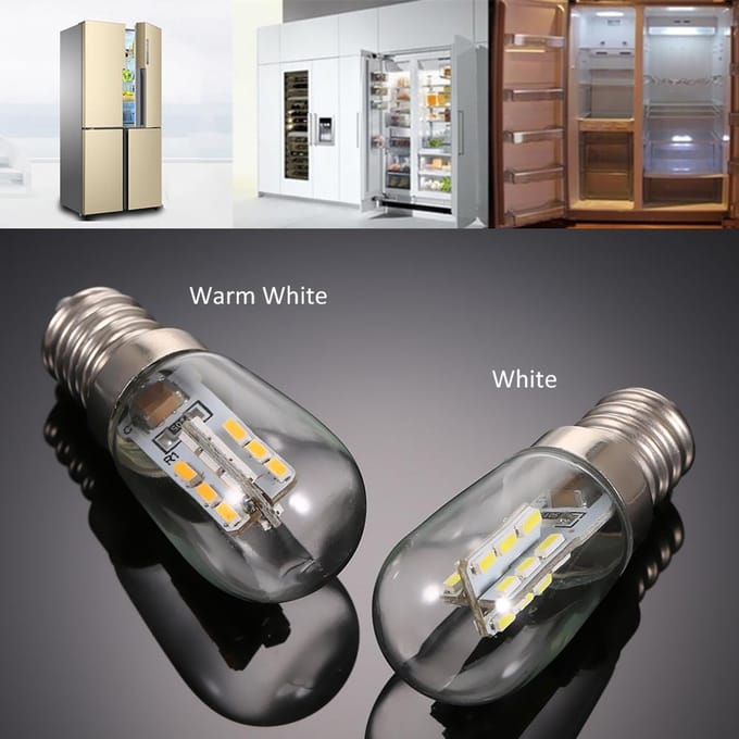 AC110V/220V LED Mini Koelkastlamp Koelkastlamp E14 Lampvoet Fittinghouder SMD2835 AC220V wit