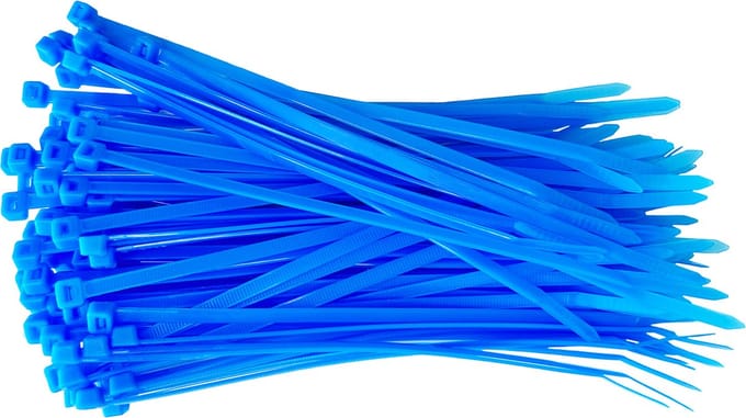 Kortpack - Kabelbinders 200mm lang x 4.8mm breed - Neon Blauw - 100 stuks - Licht op onder Black Light - (099.2080)