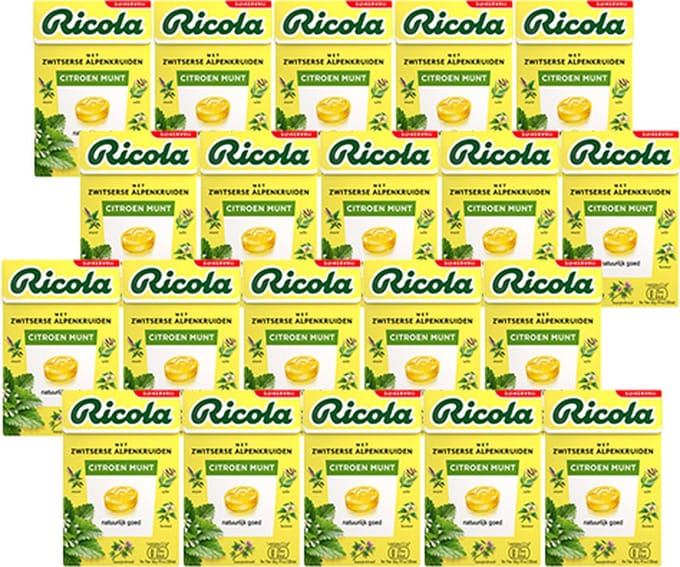 Ricola | Citroen Munt | Suikervrij | 20 x 50 gram
