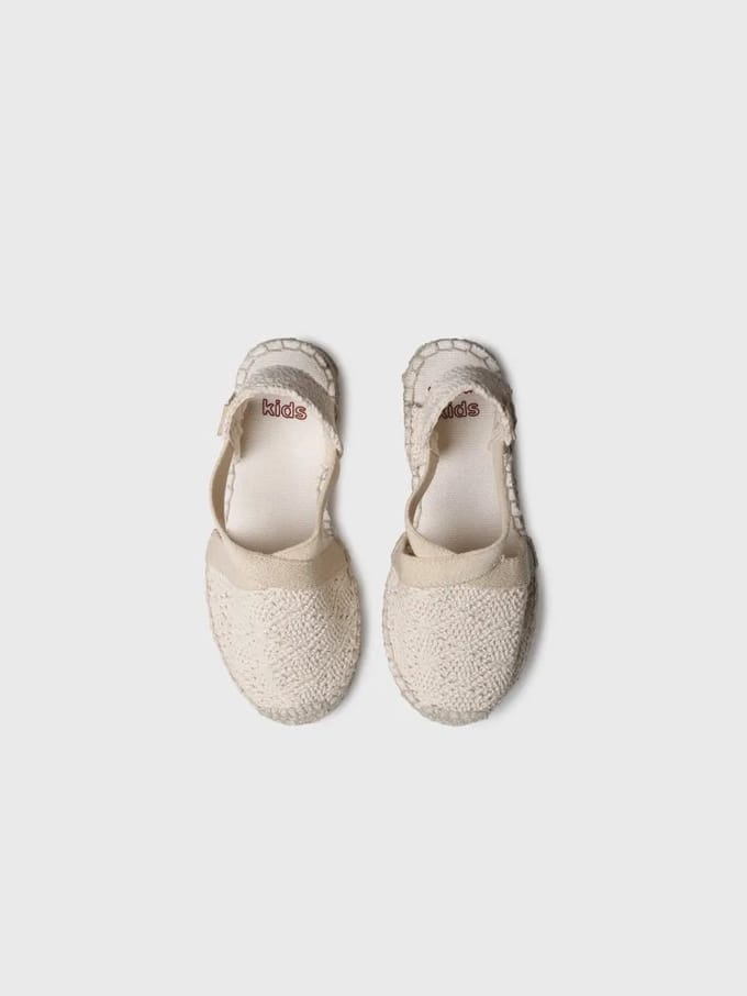 Gehaakte espadrilles voor kinderen met jute sleehak | EDITA-AD