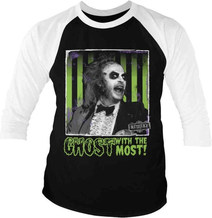 Beetlejuice Raglan top -XL- Ghost With The Most Zwart/Wit