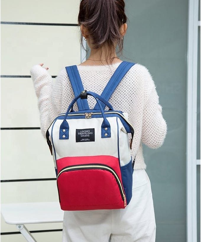 LUIER- EN VERZORGINGSTAS MULTIFUNCTIONELE BABY RUG TAS / BACKPACK - ROOD / WIT