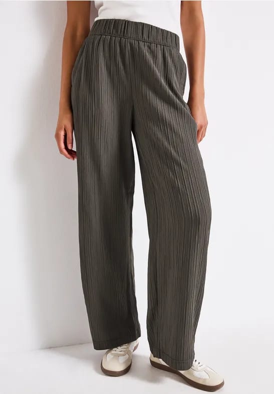 Crinkle broek met wijde pijpen