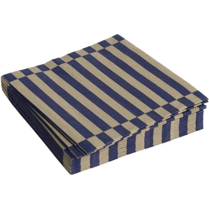 HAY Patroonverpakking van 20 servetten - dark blue and dark sand pillar stripe - Lunch