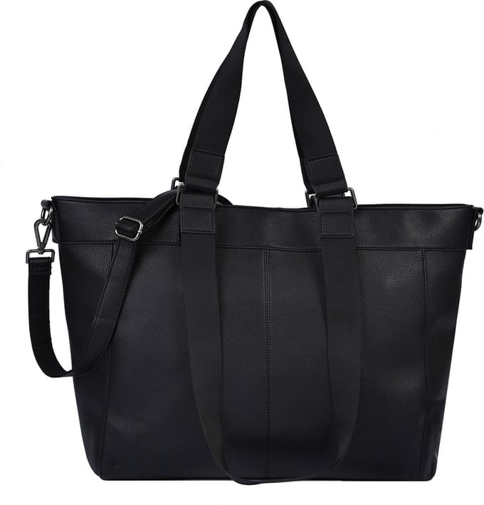FREDsBRUDER Leren shopper schoudertas Keep On Smiling Big Shopper Black zwart
