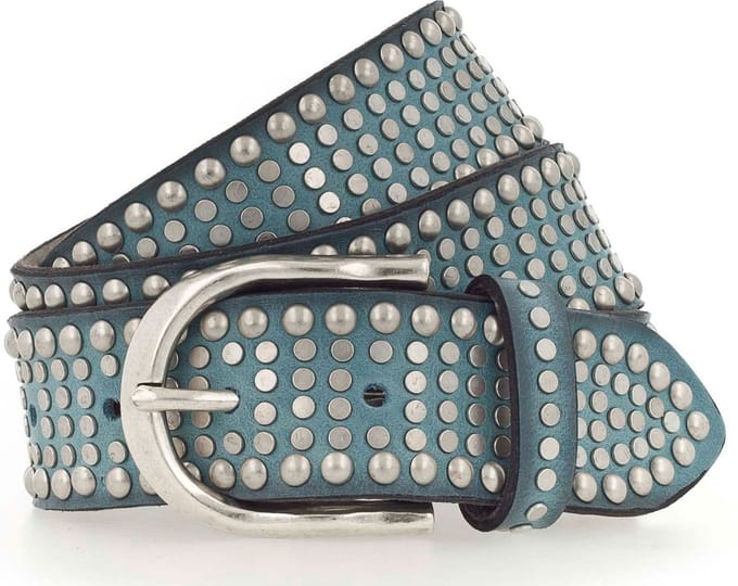b.belt Leren Riem Riva Colour Leather Belt W75 Light Blue Lichtblauw