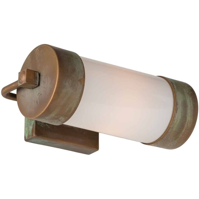 Moretti Luce Buitenwandlamp Silindar 3389, messing antiek/opaal